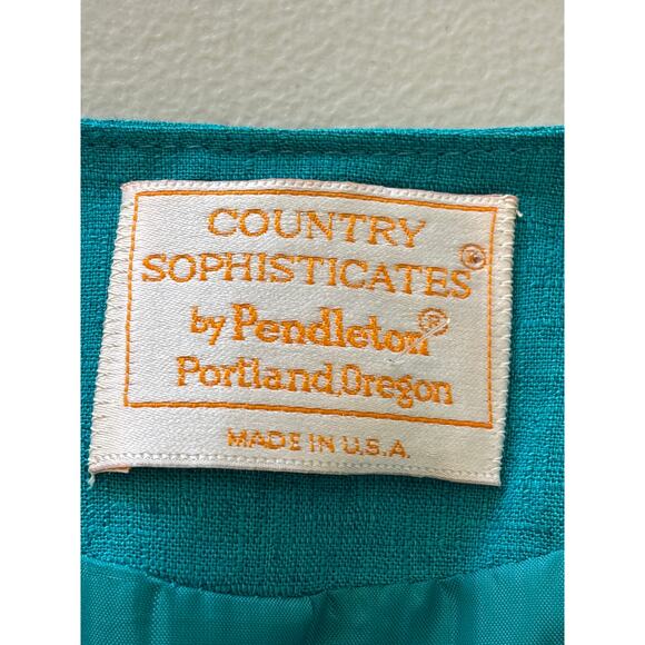 Pendleton Blazer Jacket Women's 8 Teal Blue Made in USA Country Sophisticates - Picture 3 of 11